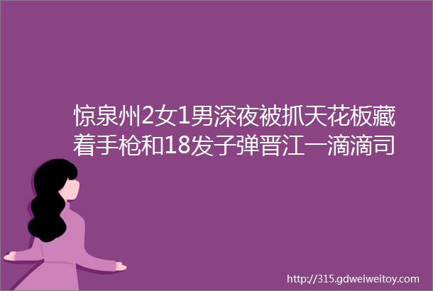 惊泉州2女1男深夜被抓天花板藏着手枪和18发子弹晋江一滴滴司机闹市贩毒被抓泉州一别墅旁山坡崩塌